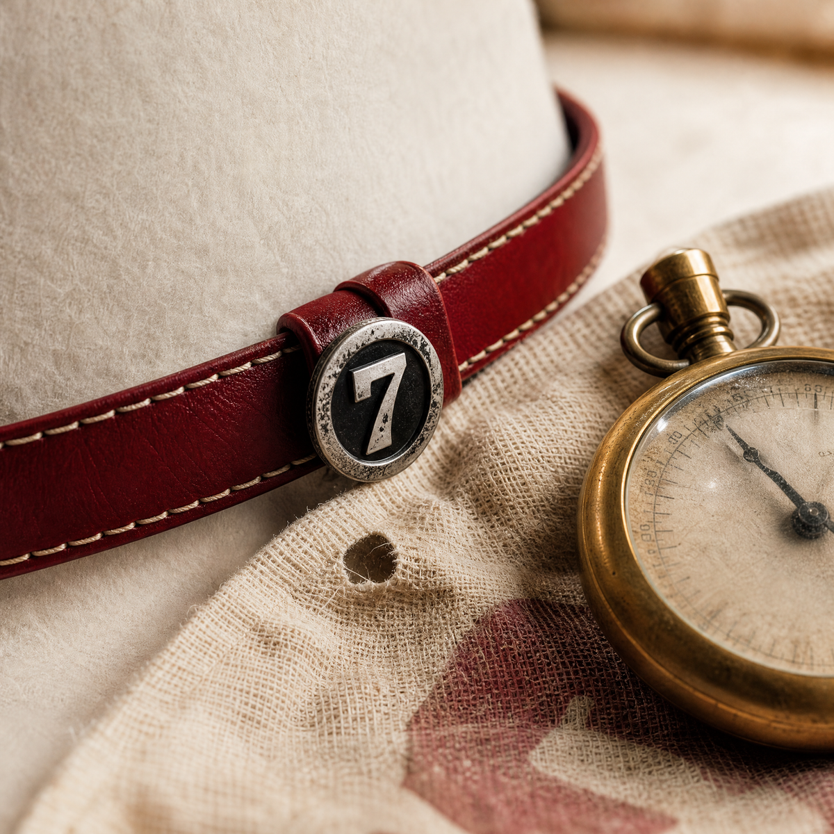 The Matador by mianbrea™ — Premium White Wool Felt Cowboy Hat, Red Piping & Horseshoe-Star Buckle