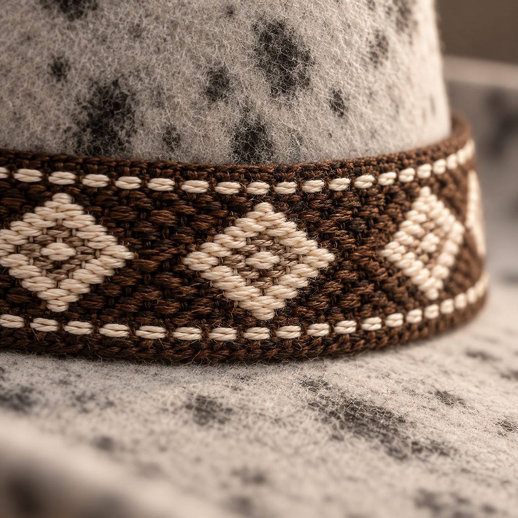 The Appaloosa by mianbrea™ — Premium Spotted Wool Felt Cowboy Hat, Southwestern Diamond Band & Horseshoe Buckle