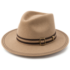 The Drifter by mianbrea™ — Premium Sand Wool Felt Cowboy Hat, Striped Web Band & Brass Hardware