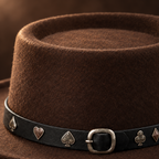 The Gambler by mianbrea™ — Premium Dark Brown Wool Felt Gambler Hat, Playing Card Suit Band & Telescope Crown