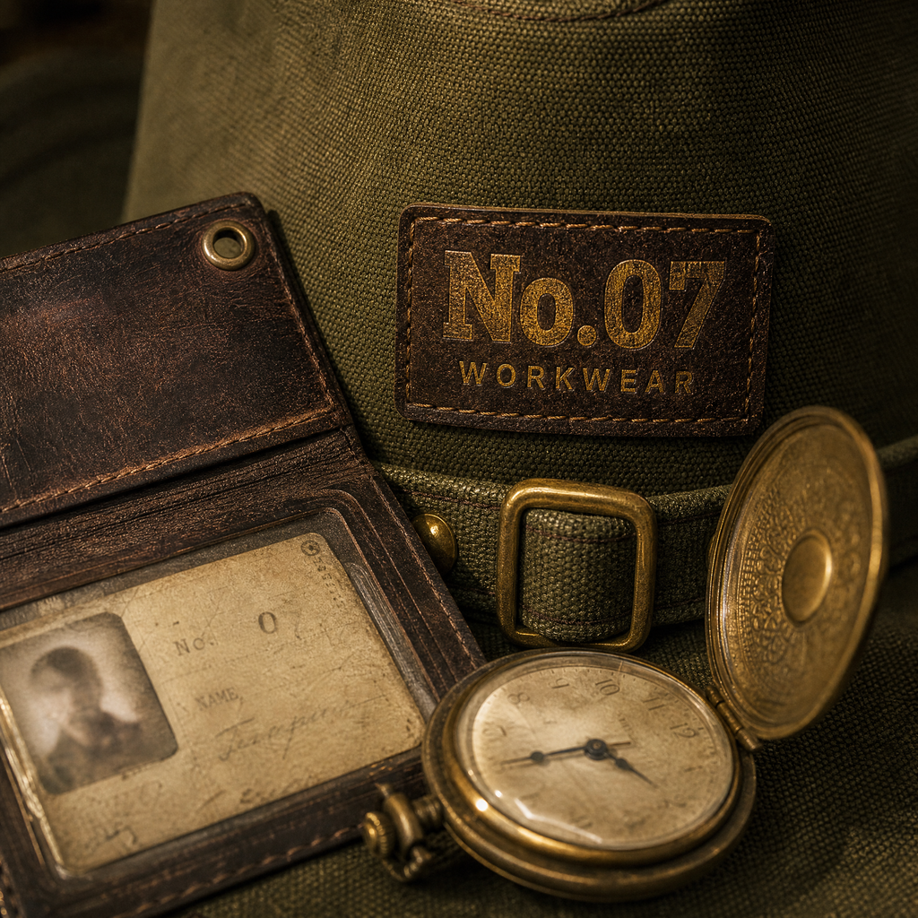 The Workman by mianbrea™ — Premium Olive Canvas Workwear Hat, No.07 Leather Patch & Antiqued Brass Hardware