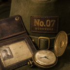 The Workman by mianbrea™ — Premium Olive Canvas Workwear Hat, No.07 Leather Patch & Antiqued Brass Hardware