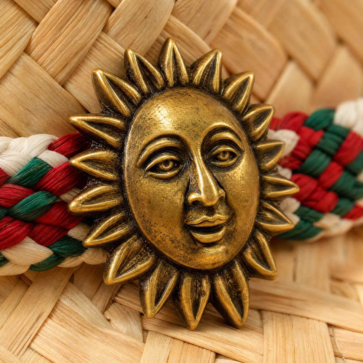 The Sol by mianbrea™ — Premium Natural Palm Leaf Straw Cowboy Hat, Mexican Tricolor Band & Sun Concho