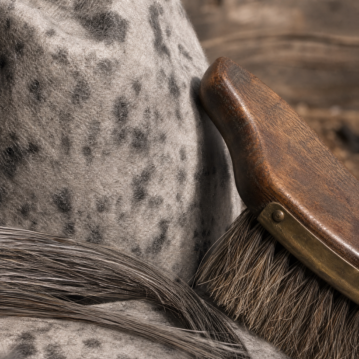 The Appaloosa by mianbrea™ — Premium Spotted Wool Felt Cowboy Hat, Southwestern Diamond Band & Horseshoe Buckle