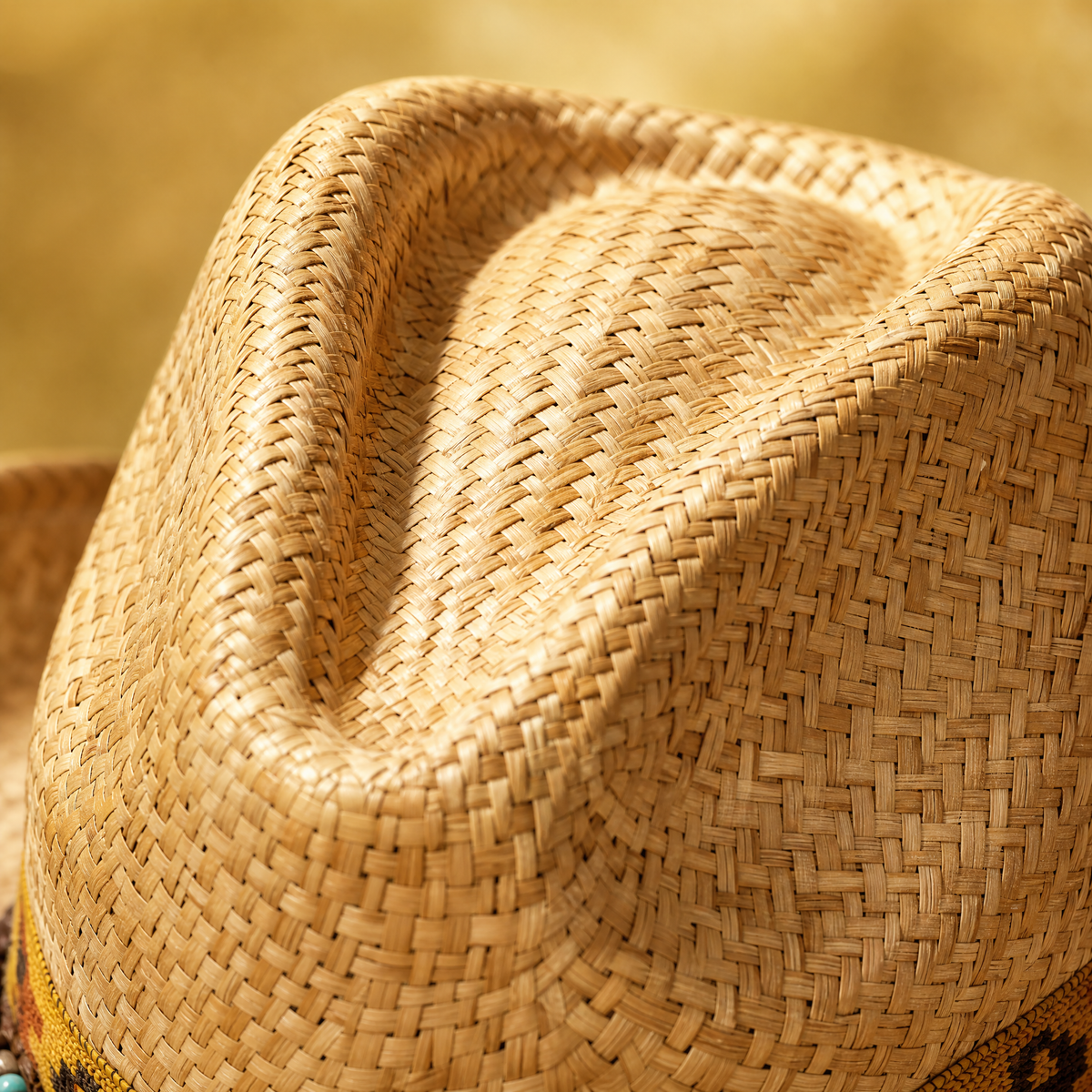 The Sundance by mianbrea™ — Premium Natural Straw Cowboy Hat, Navajo Woven Band & Turquoise Bead Accent