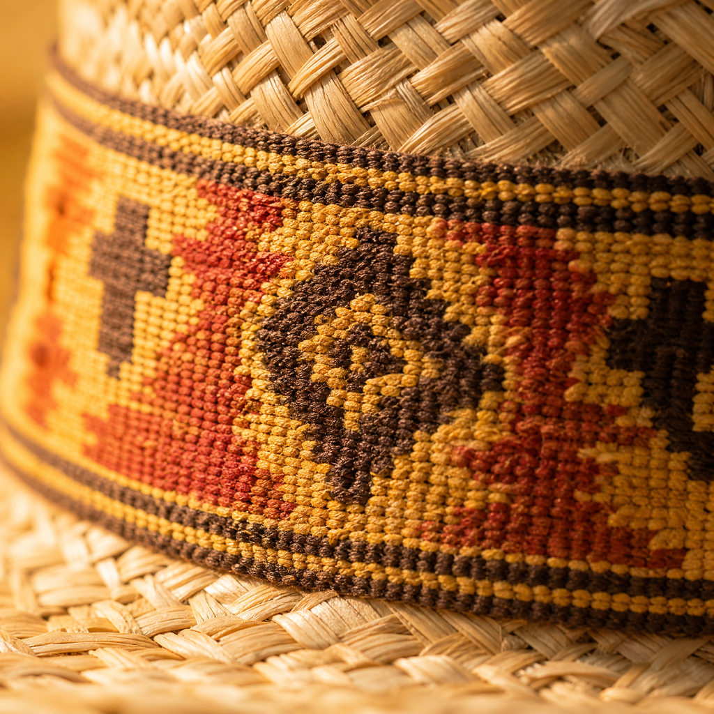 The Sundance by mianbrea™ — Premium Natural Straw Cowboy Hat, Navajo Woven Band & Turquoise Bead Accent