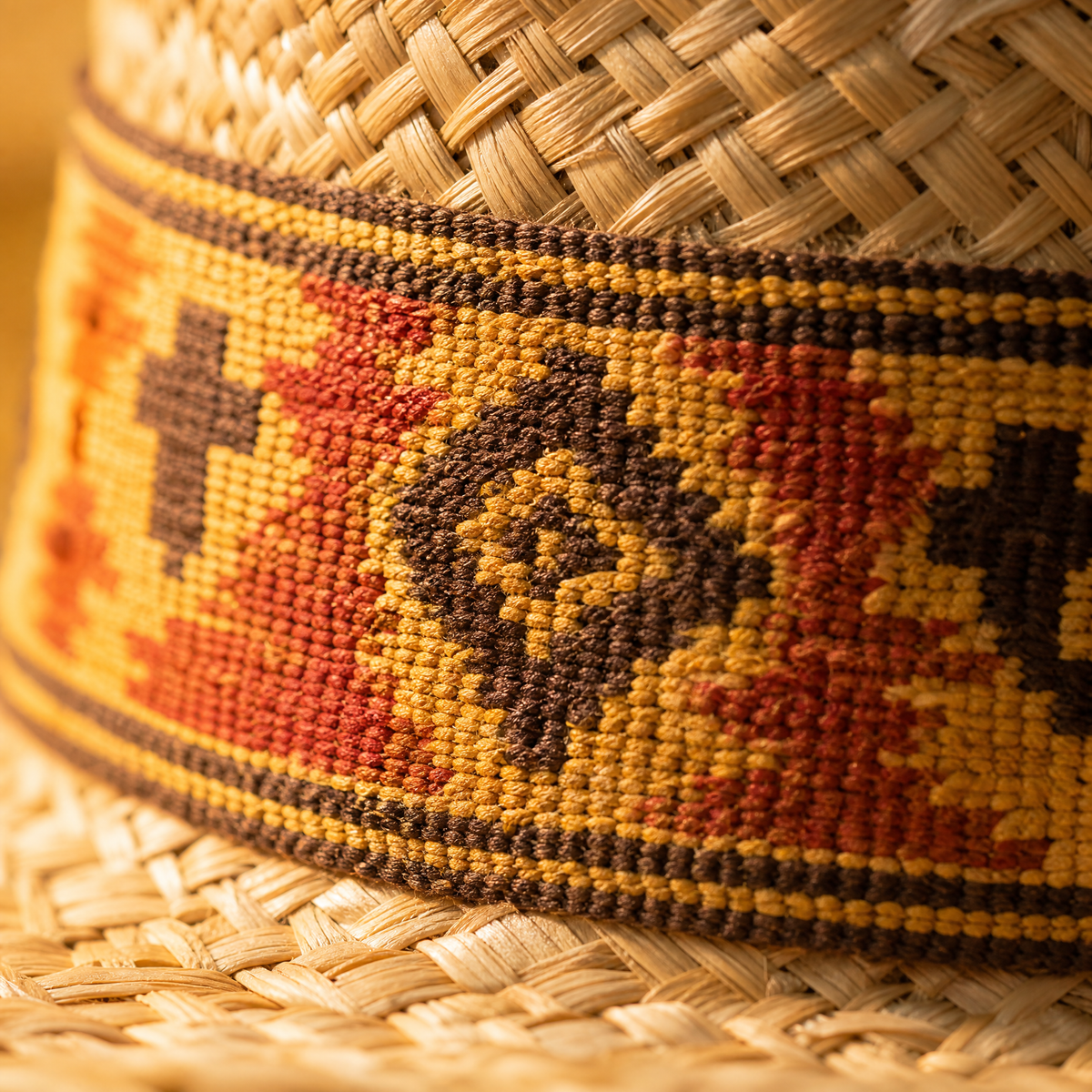 The Sundance by mianbrea™ — Premium Natural Straw Cowboy Hat, Navajo Woven Band & Turquoise Bead Accent