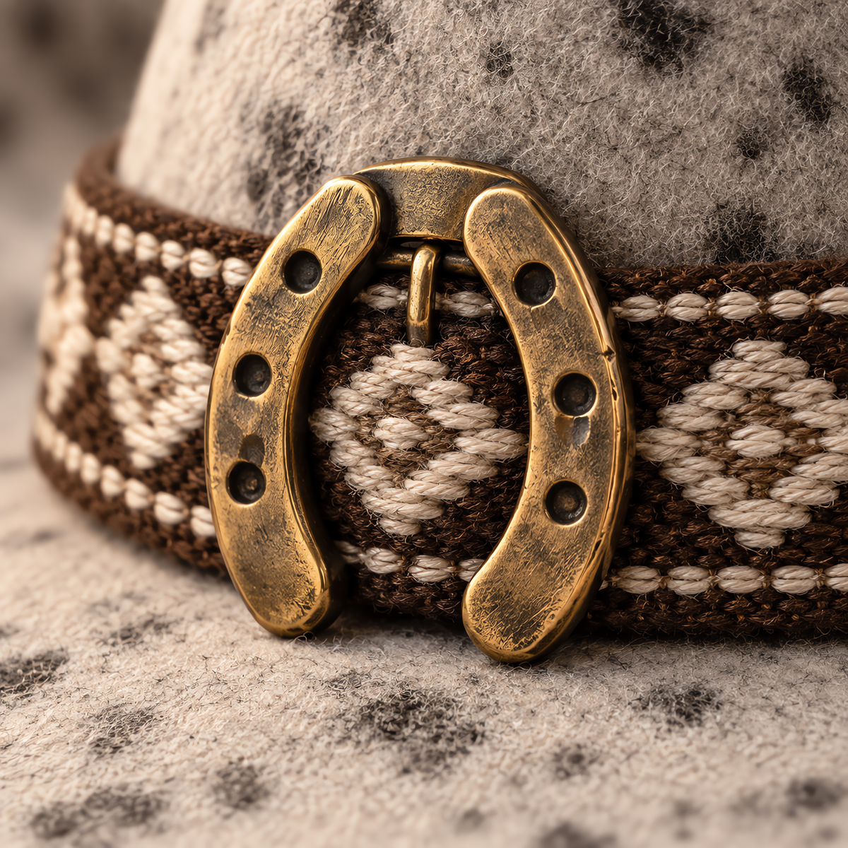 The Appaloosa by mianbrea™ — Premium Spotted Wool Felt Cowboy Hat, Southwestern Diamond Band & Horseshoe Buckle