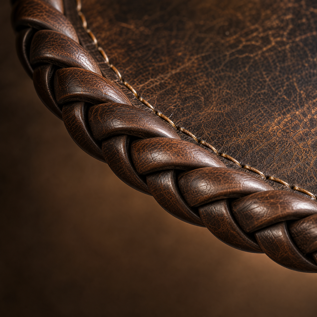 The Maverick by mianbrea™ — Premium Distressed Leather Cowboy Hat, Hand-Tooled Cactus & Horseshoe Pattern