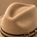 The Drifter by mianbrea™ — Premium Sand Wool Felt Cowboy Hat, Striped Web Band & Brass Hardware