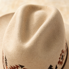 The Kachina by mianbrea™ — Premium Bone Wool Felt Cowboy Hat, Hand-Embroidered Southwestern Patterns & Turquoise Stone Band