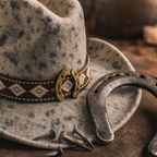 The Appaloosa by mianbrea™ — Premium Spotted Wool Felt Cowboy Hat, Southwestern Diamond Band & Horseshoe Buckle