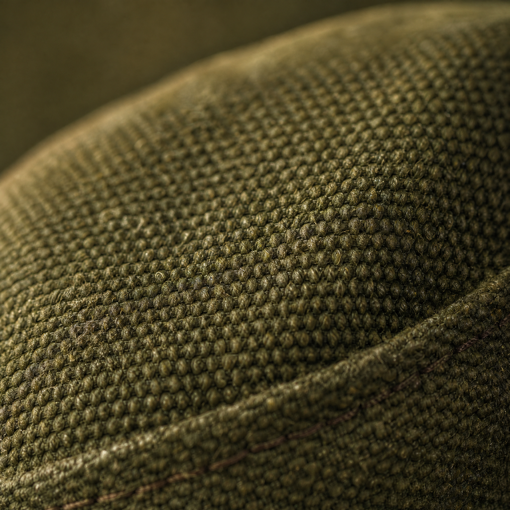 The Workman by mianbrea™ — Premium Olive Canvas Workwear Hat, No.07 Leather Patch & Antiqued Brass Hardware