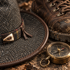 The Highlander by mianbrea™ — Premium Charcoal Herringbone Tweed Cowboy Hat, Tartan Band & Antler Toggle