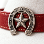 The Matador by mianbrea™ — Premium White Wool Felt Cowboy Hat, Red Piping & Horseshoe-Star Buckle