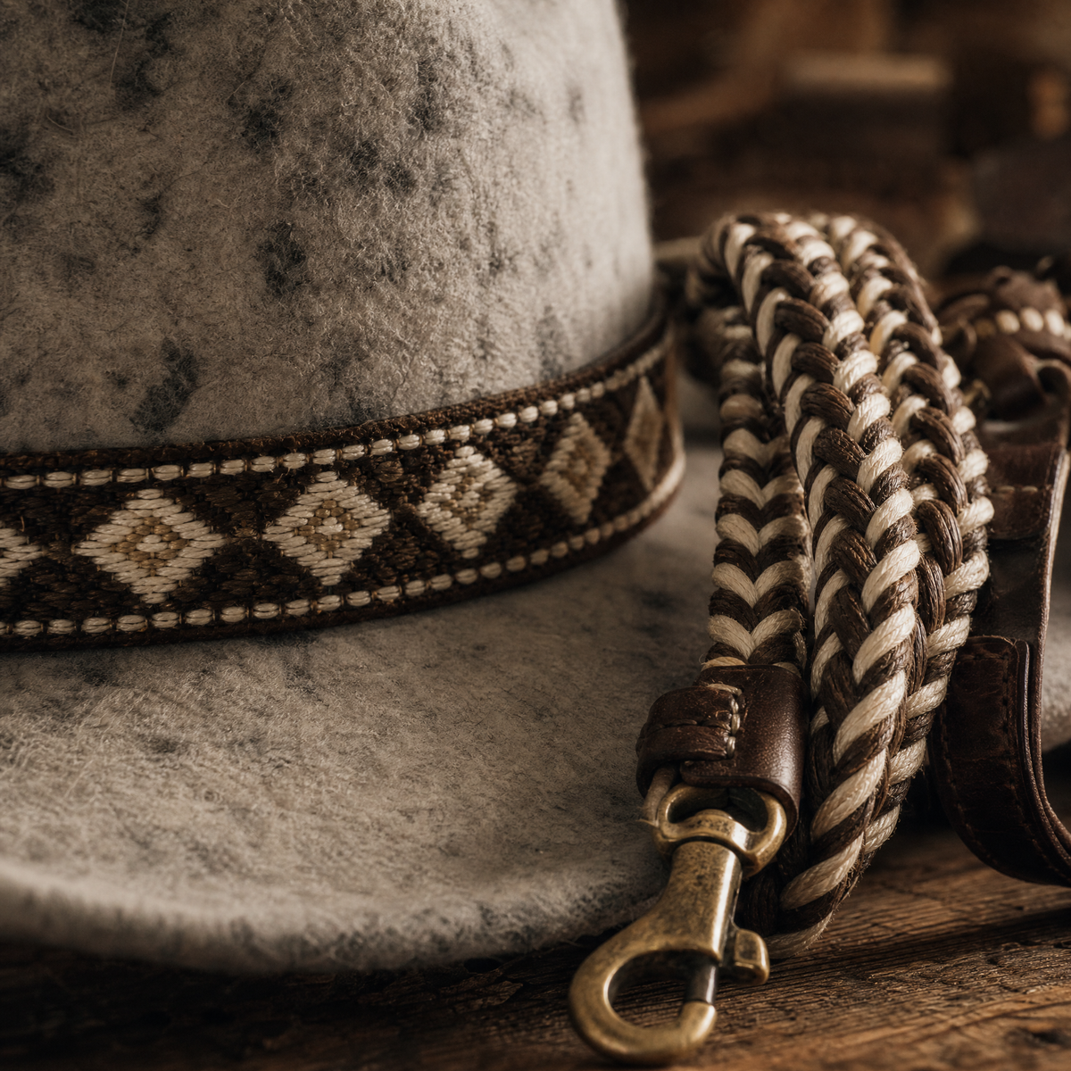 The Appaloosa by mianbrea™ — Premium Spotted Wool Felt Cowboy Hat, Southwestern Diamond Band & Horseshoe Buckle