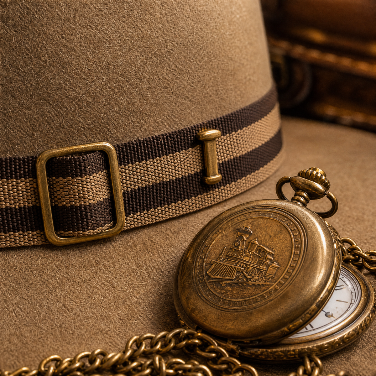 The Drifter by mianbrea™ — Premium Sand Wool Felt Cowboy Hat, Striped Web Band & Brass Hardware