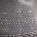 The Celestial by mianbrea™ — Premium Grey Wool Felt Cowboy Hat, Silver Constellation Crown & Turquoise Chain Band
