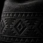 The Nomad by mianbrea™ — Premium Black Wool Felt Cowboy Hat, Hand-Pressed Tribal Patterns