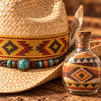 The Sundance by mianbrea™ — Premium Natural Straw Cowboy Hat, Navajo Woven Band & Turquoise Bead Accent