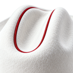 The Matador by mianbrea™ — Premium White Wool Felt Cowboy Hat, Red Piping & Horseshoe-Star Buckle