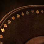 The Gambler by mianbrea™ — Premium Dark Brown Wool Felt Gambler Hat, Playing Card Suit Band & Telescope Crown