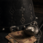 The Outlaw by mianbrea™ — Premium Black Wool Felt Cowboy Hat, Embossed Geometric Crown & Silver Studded Band